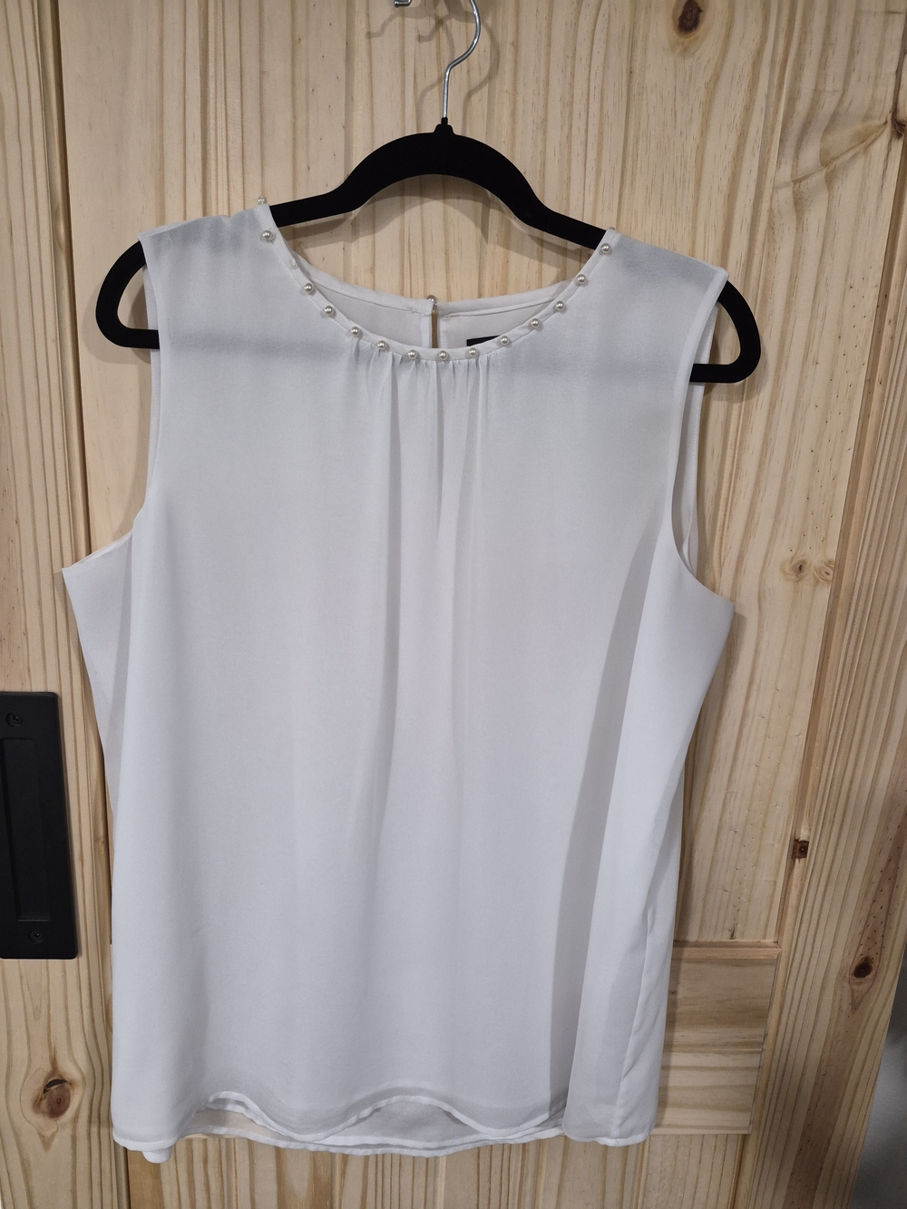 Karl Lagerfeld White Pearl-Embellished Sleeveless Camisole